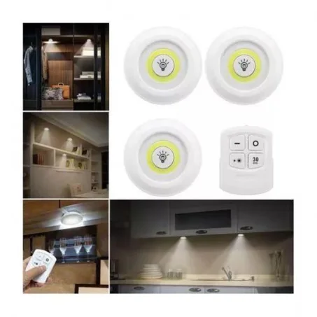 مصباح ليد مع جهاز تحكم عن بعد مجموعة من 3