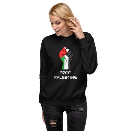 Free Palestine Sweatshirt أبيض أسود