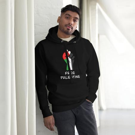 Free Palestine Hoodie أبيض أسود