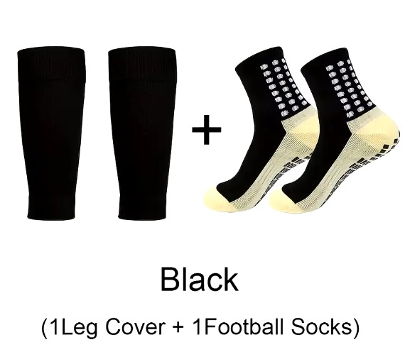 جوارب كرة قدم احترافية بمقابض سيليكون مانعة للانزلاق + أكمام ساق رياضية - ثبات وحماية كاملة للاعبين