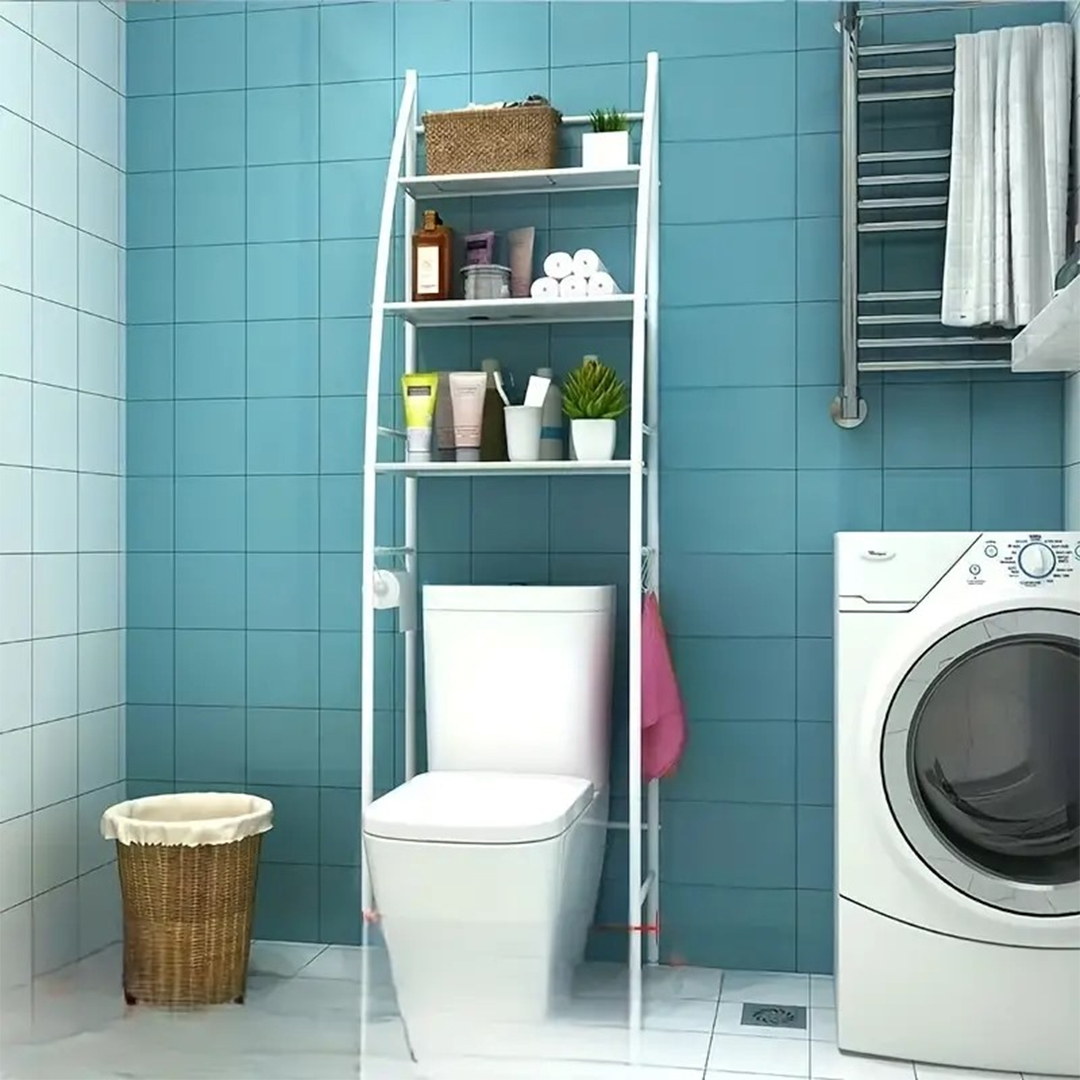 • استاند حمام وغسالة ٣ أرفف خل حمامك مرتب وواسع بدون ما تغيّر المساحة!