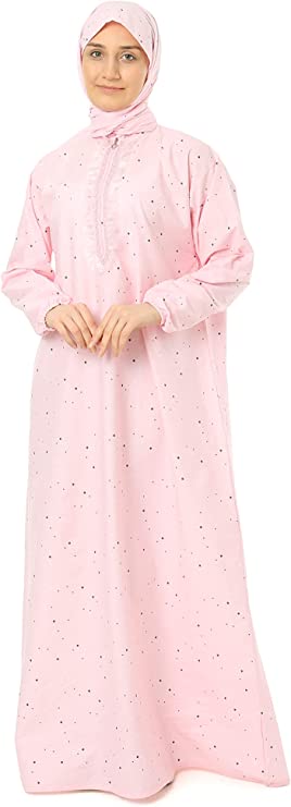 اسدال تهادوا تحابوا :فستان  قطني ناعم بكم طويل وتصميم واسع بلون وردي أنثوي – راحة وأناقة في كل لحظة بالبيت