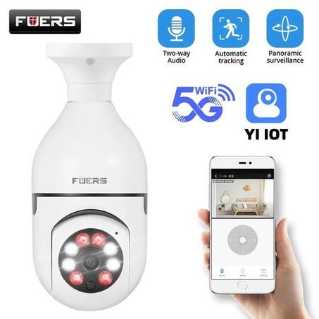 WiFi Caméra sécurité ampoule 1080P 360 degrés Panoramique Caméra WiFi sans fil vision