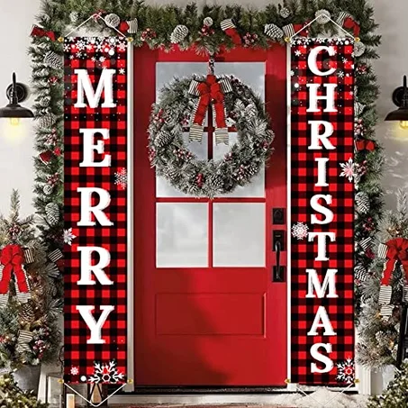Buffalo Plaid Xmas Door Banner