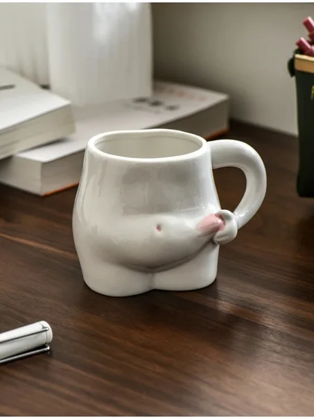 Funny Belly Pinch Butt Mug | Ceramic Coffee Cup Modern Home Decor Unique Gift for Coffee Lovers