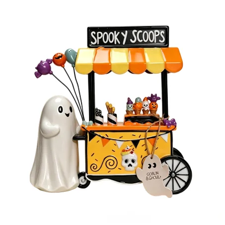 🎃 Halloween Ghost Coffee Stand Decoration – Spooky Boo’d Coffee Tabletop Ornament