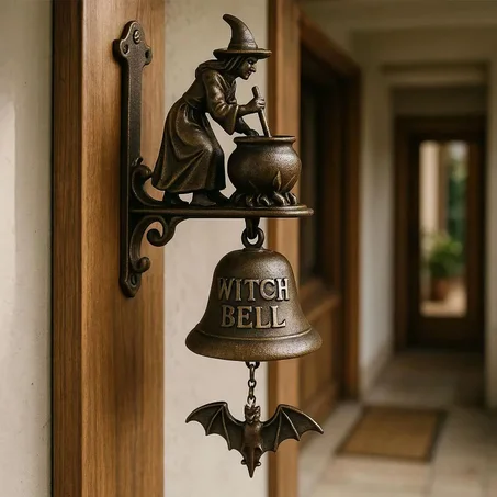 Vintage Witch Door Chime – Enchanting Hanging Bell for Porch, Garden & Home Decor
