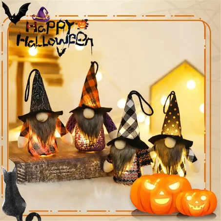Halloween Gnome Dolls Faceless Gnomes Plush LED Glowing
