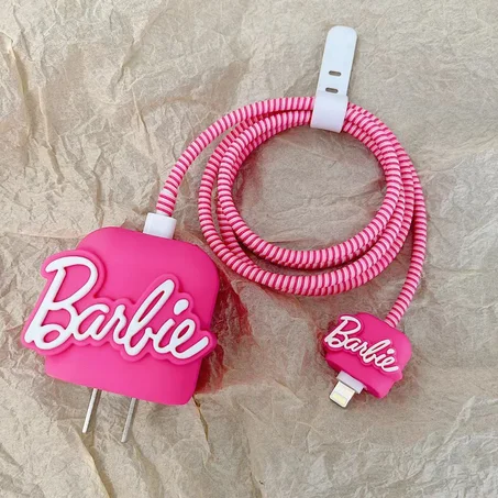 1.4M Barbie Letter 20W Charging Head Cover Kawaii Girls Accessory Protective Cover Cable Case Mobile Phone Holder Bracket Gifts