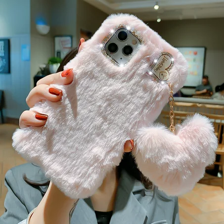 For Samsung A12 S23 S22 S21 Ultra S20 FE S10 Lite S9 S8 S7 A50 A70 A51 A71 A21S Luxury Love Pendant Plush Soft Phone Case Coque