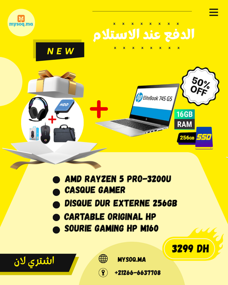 pc portable hp elitebook 745 G5 rayze 5 pro -3200u ( cadeaux gratuit)
