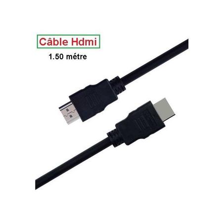 Câble HDMI mâle mâle 1.5 mètres pour relier TV, Pc portable, Playstation ; DVR