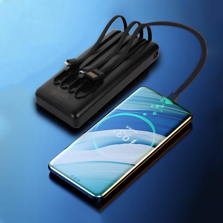 🔋 Batterie Portable 15000mAh – 4 Câbles Intégrés