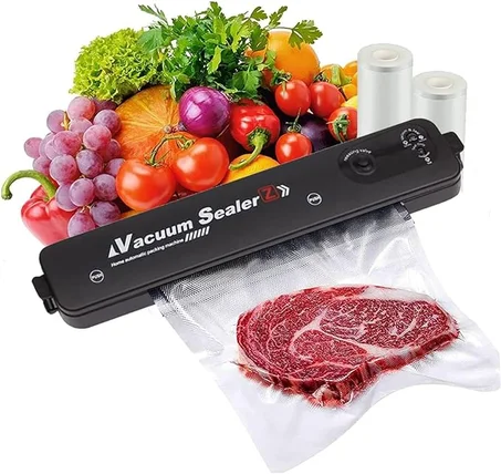 VACUUM SEALER - الة اغلاق بتفريغ الهواء، الة غلق الطعام الاوتوماتيكية للاطعمة الجافة/الرطبة، مع 10 اكياس محكمة الغلق بتفريغ الهواء للمطبخ