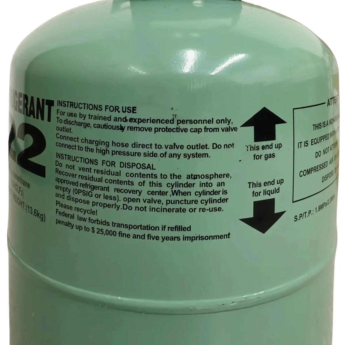 22LB R22 Refrigerant Cylinder - Reliable AC Cooling Solution - Steel Tank