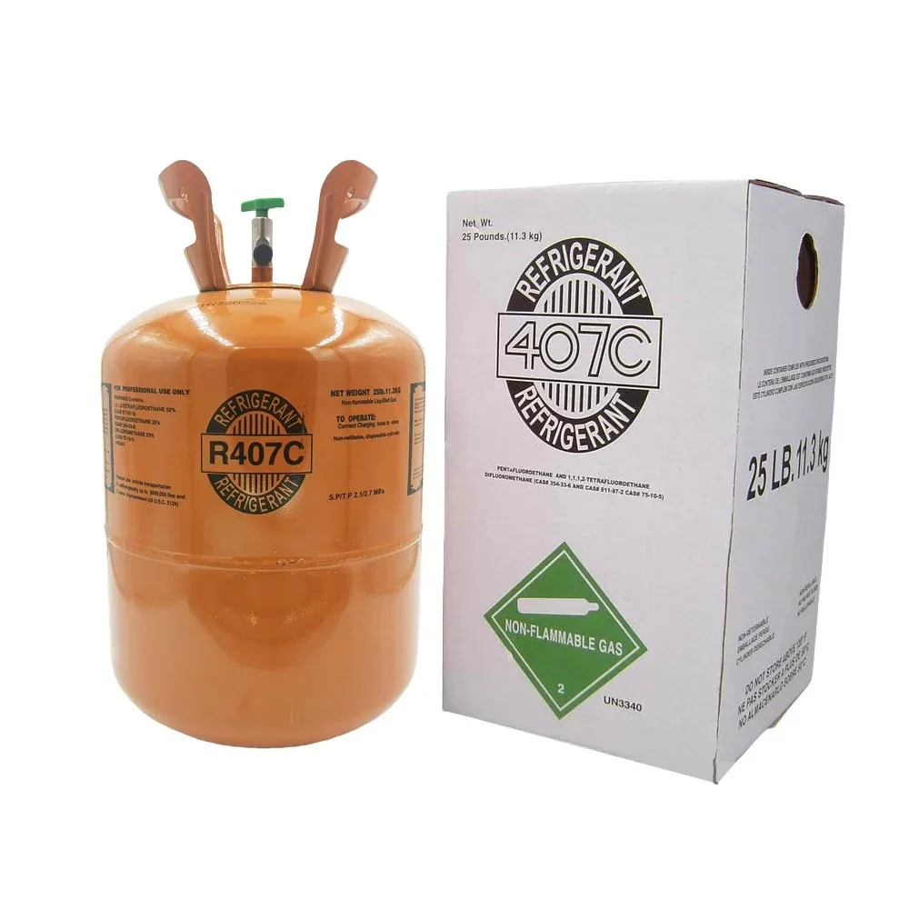 25LB R407C Refrigerant Cylinder - High Performance HVAC Cooling Gas - Steel Tank