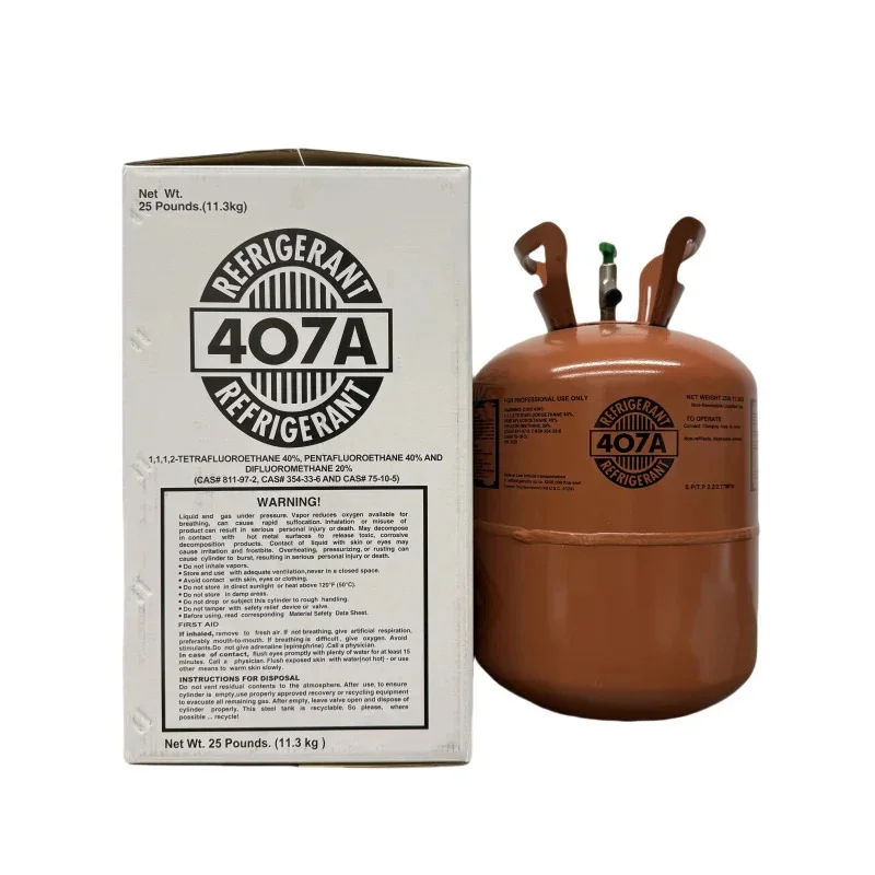 25LB R407A Refrigerant Cylinder - High Performance HVAC Cooling Gas - Steel Tank