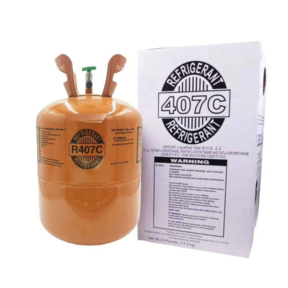 25LB R407C Refrigerant Cylinder - High Performance HVAC Cooling Gas - Steel Tank