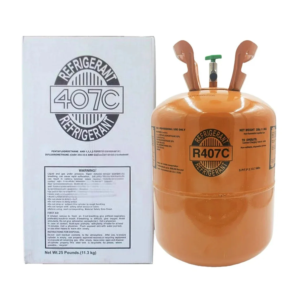 25LB R407C Refrigerant Cylinder - High Performance HVAC Cooling Gas - Steel Tank