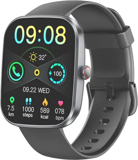 ساعة ذكية HD 1.91 بوصة مع إمكانية إجراء المكالمات والرد عليها وأكثر من 110 وضع رياضي لمتابعة النوم ومعدل ضربات القلب، ساعة لياقة بدنية مقاومة للماء بتصنيف IP68 تعمل بنظام اندرويد وiOS للرجال