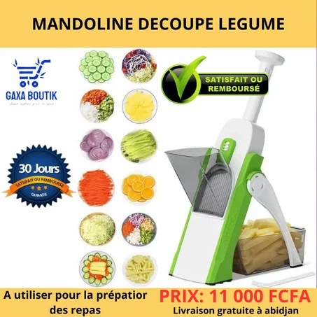 MANDOLINE Decoupe Légumes manuel avec épaisseur réglable Pomme de terre, Oignon, Fruits ...
