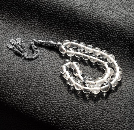 سبحة حجر كلير كوارتز طبيعي