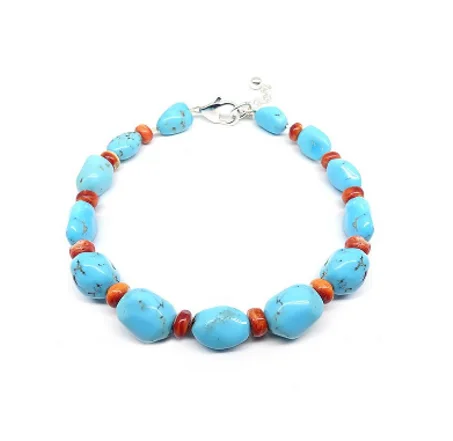 Bracelet corail et perles de turquoise