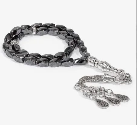 سبحة حجر طبيعي هيماتيت اسود