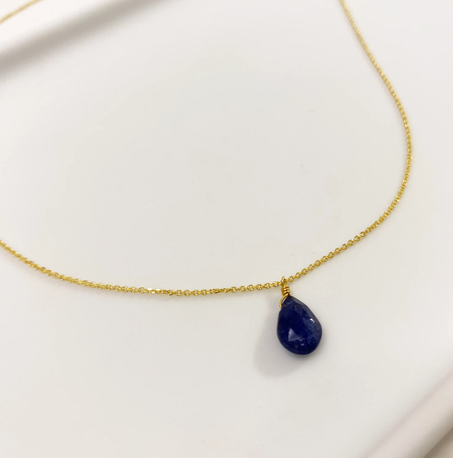 قلادة من الياقوت الأزرق، مجوهرات مواليد شهر سبتمبر، قلادة من الأحجار الكريمة لهدايا برج الميزان، سلسلة فضية عيار 925