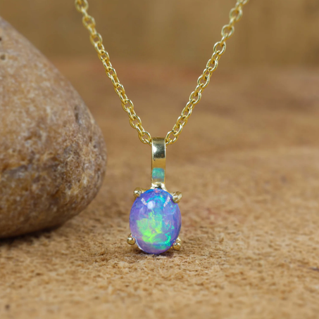 قلادة من حجر الأوبال البيضاوي للنساء، مجوهرات من حجر الأوبال الناري، قلادة من حجر الأوبال الإثيوبي AAA، مجوهرات من حجر الأوبال لشهر أكتوبر، هدية لها