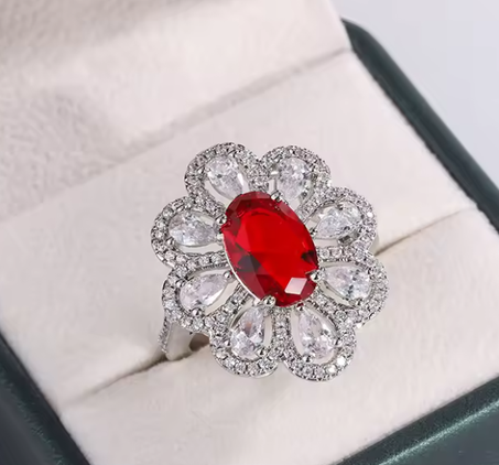 خاتم مرصع  بياقوتة دم الحمام