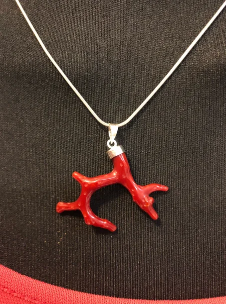 Pendentif branche de corail rouge