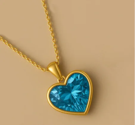 قلادة قلب من التوباز الأزرق مع حرف - مجوهرات من الفضة الإسترليني عيار 925 - مجوهرات توباز شخصية - أجمل قلادة توباز أزرق - مجوهرات عصرية