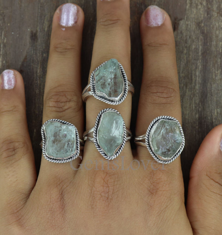 خاتم من حجر الزبرجد الخام، فضة إسترليني عيار 925، كريستال بوهيمي علاجي