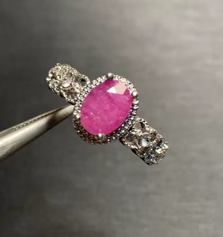 خاتم ياقوت طبيعي جودة عالية، عتيق ، قابل للتعديل ، للنساء