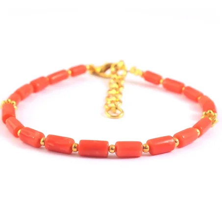 سوار من المرجان الأحمر الطبيعي AAA، خرز مرجان البحر الإيطالي