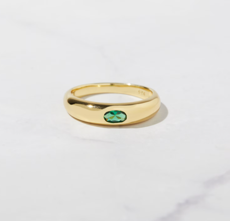 خاتم قبة الزمرد، خاتم ذهبي، خاتم سميك، خاتم عصري، خاتم ختم، خاتم رقيق، خاتم بسيط، خاتم قابل للتكديس، خاتم زمرد