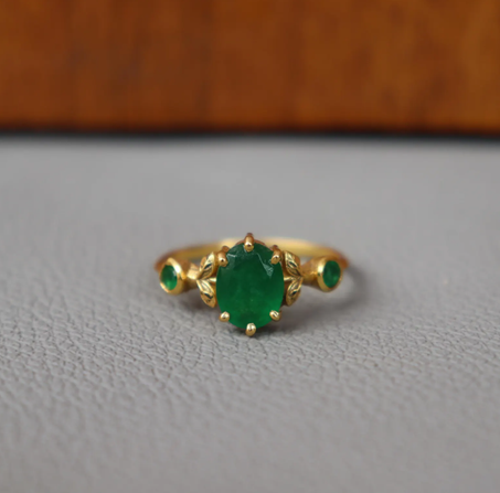 خاتم زمرد من الذهب عيار 14 قيراطًا، خاتم مستوحى من أوراق الشجر والأغصان الطبيعية، خاتم ذهبي مصنوع يدويًا، خاتم فضة من Levaes للنساء، خاتم غابة خضراء، هدية له