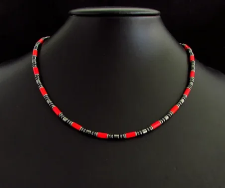 Collier  corail rouge et hématite