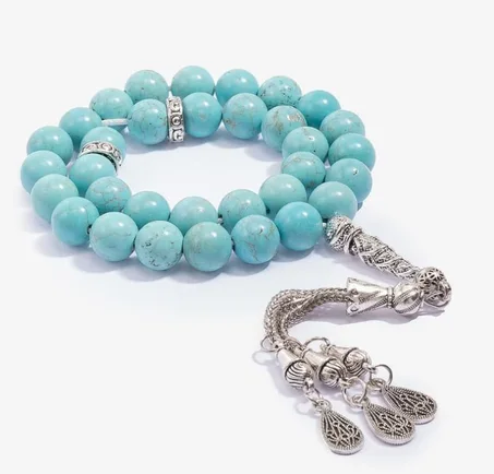 سبحة فاخرة حجر فيروز بعروق انيقة