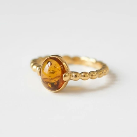 خاتم من الذهب والعنبر، عنبر طبيعي، خاتم مطلي بالذهب، خاتم سوليتير، خاتم عيار 3 قيراط، خاتم حجر العسل، خاتم الفقاعات، خاتم قابل للتكديس، ذهب مطلي