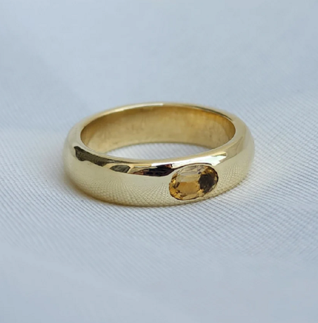 خاتم من حجر السترين الطبيعي، خاتم من الذهب الأصفر عيار 18 قيراطًا، خاتم من الفضة الإسترلينية عيار 925، خاتم بيضاوي من حجر السترين الأصلي، خاتم بسيط بحجر الميلاد