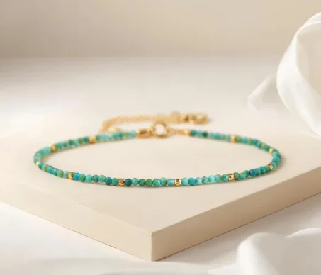 سوار من الفيروز الطبيعي، طاقة مهدئة وشفائية، مجوهرات حجرية رقيقة للنساء، هدية مثالية لتأمل الريكي، مجوهرات لتحقيق التوازن الروحي