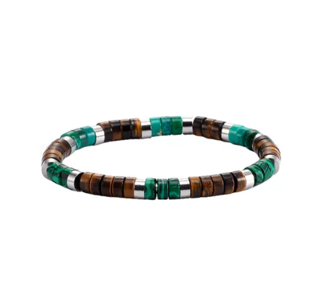 Sixtystones Bracelet Perles Heishi œil Tigre -Medium-18cm Multicolore