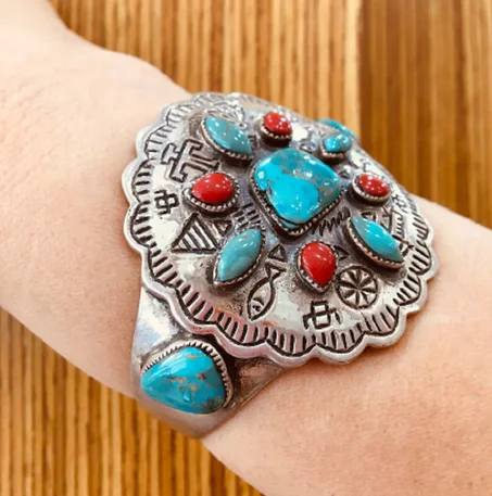 bracelet argent corail et turquoise