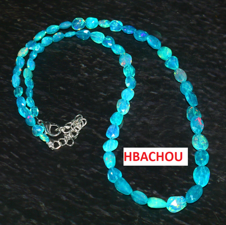 قلادة أوبال بارايبا متعددة الأوجه - قلادة من الفضة الإسترلينية مرصعة بالخرز