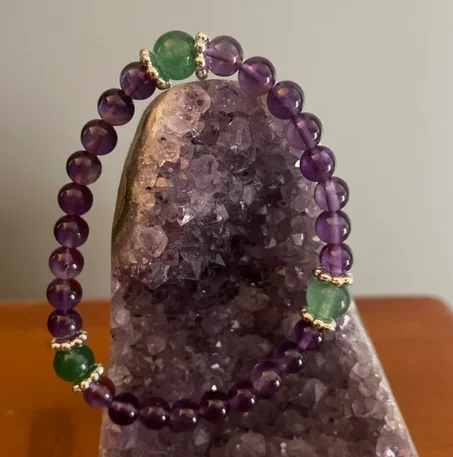 Bracelet en améthyste et aventurine verte