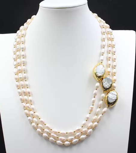 قلادة كيشي اللؤلؤ مطلية بالذهب