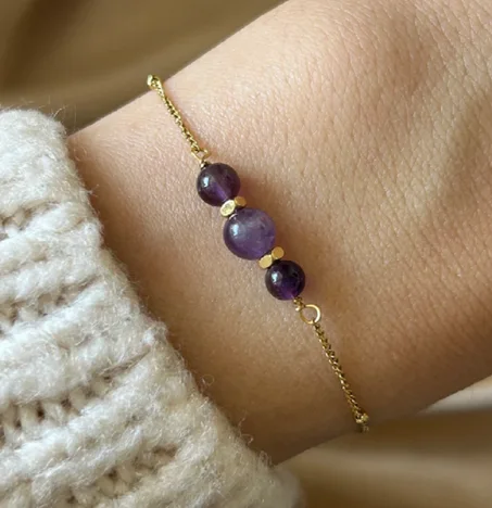 Bracelet en pierre naturelle, chaîne en acier