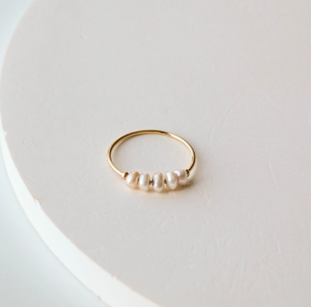 خاتم لؤلؤ من الذهب عيار 18 قيراطًا